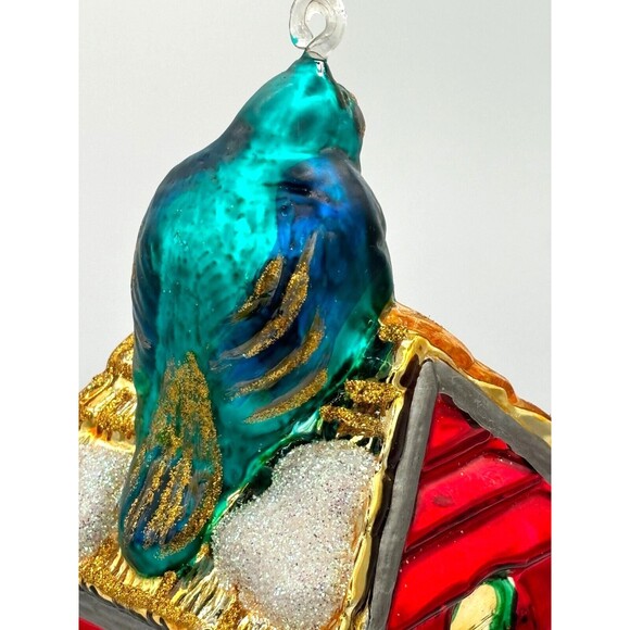 Department 56 Mercury Glass Christmas Tree Ornament Birdhouse Vintage Handpaint - Picture 15 of 16